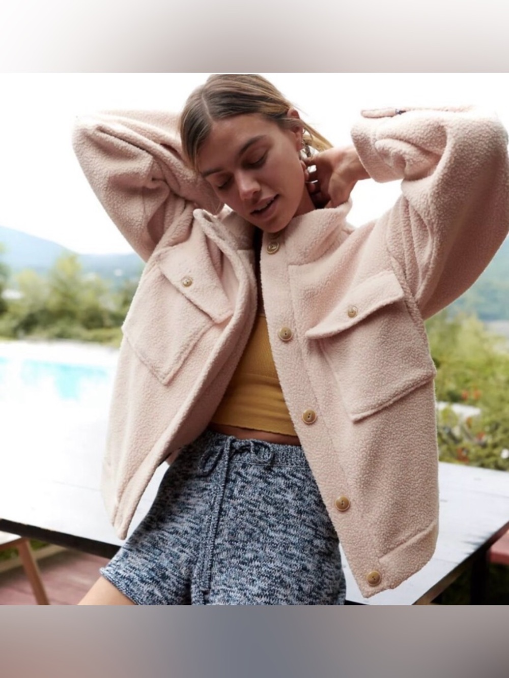 Anthropologie Fleece Button Jacket